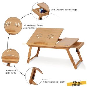 Medium Bamboo Laptop Table with Cooling Fan