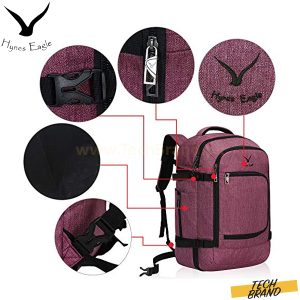 Hynes Eagle Travel Backpack 40L Flight Approved Carry on Backpack, Red Violet