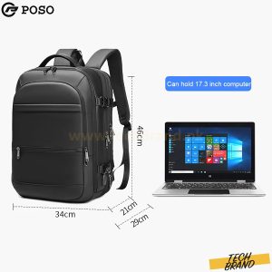 POSO 17.3 LAPTOP BACKPACK DAILY BUSINESS TRAVEL WITH USB PORT MODEL PS-660