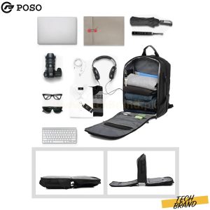 POSO 17″ Laptop Backpack TSA Travel Backpack black Model PS-655