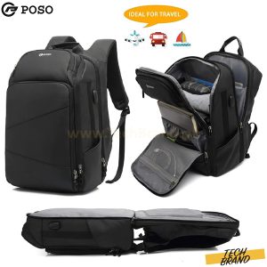 POSO 17″ Laptop Backpack TSA Travel Backpack black Model PS-655