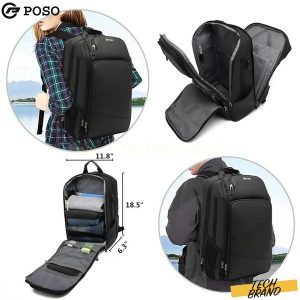 POSO 17″ Laptop Backpack TSA Travel Backpack black Model PS-655