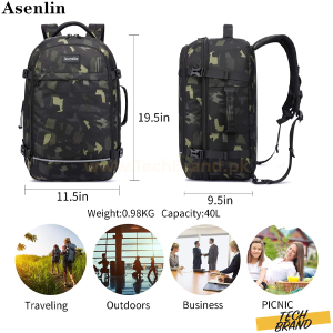 Asenlin 40L Travel Backpack - Flight Approved Water Resistant 17