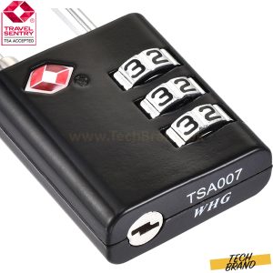 TSA Approved Luggage Lock 3 Digit Combination Travel Padlock Zinc Alloy Black 64x32x13mm