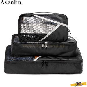 Asenlin Travel Packing Luggage Organizers Black Pack of 3