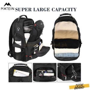 MATEIN Backpack for Men, Large Laptop Backpack with USB Port, Travel Backpacks for Women Student, Big College School Bookbag Water Resistant TSA Business Computer Bag Fit 17 Inch Notebook, Black