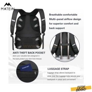 MATEIN Backpack for Men, Large Laptop Backpack with USB Port, Travel Backpacks for Women Student, Big College School Bookbag Water Resistant TSA Business Computer Bag Fit 17 Inch Notebook, Black