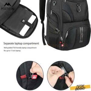 MATEIN Backpack for Men, Large Laptop Backpack with USB Port, Travel Backpacks for Women Student, Big College School Bookbag Water Resistant TSA Business Computer Bag Fit 17 Inch Notebook, Black