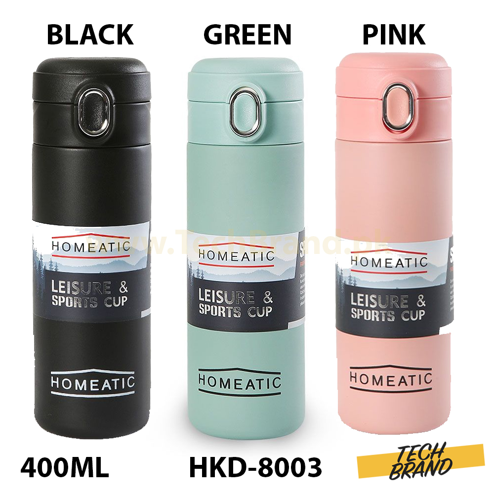 HOMEATIC Steel Water Bottle 400ml (HKD-8003) HOMEATIC Steel Water Bottle 400ml (HKD-8003)
