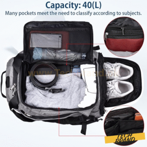 Gym Duffle Bag with Shoes Compartment 40L