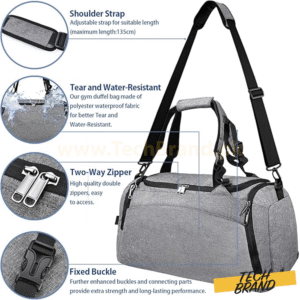 Gym Duffle Bag with Shoes Compartment 40L