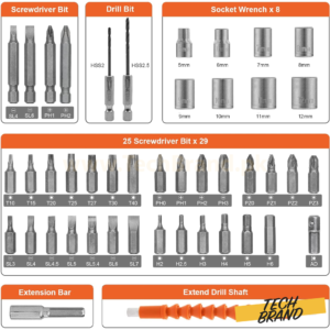 Cordless Electric Screwdriver 47-in-1 Set with LED & Dual Handle